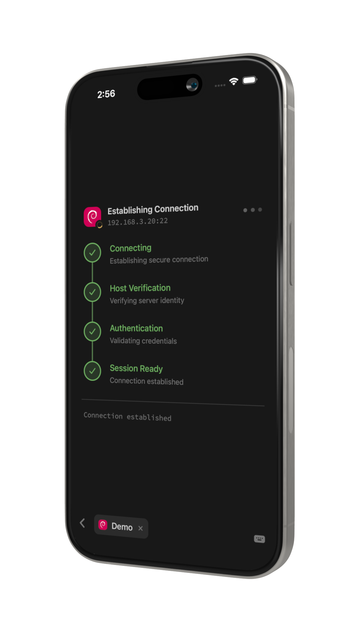 Conduish securely establishing an SSH connection on mobile